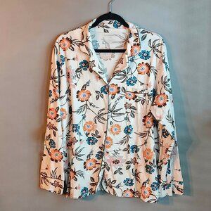 XXL White Floral Women's Night Shirt